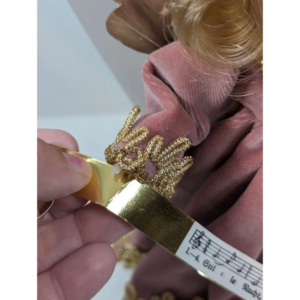 Vintage DROZD Handarbeit Angel Doll West Germany Pink Gold NIB